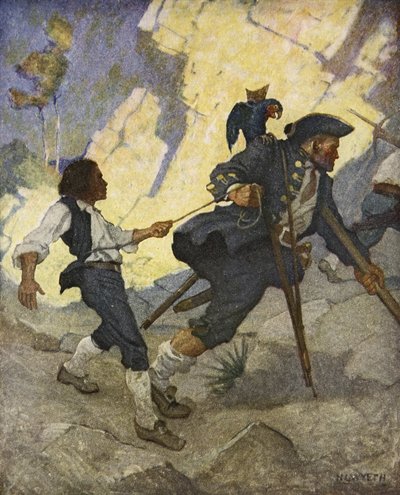 パブのロバート・ルイス・スティーブンソンによる「トレジャー・アイランド」のイラストであるダンス・ベアのように、私は世界中で導かれました。チャールズスクリブナーの息子、1911年 作： Newell Convers Wyeth